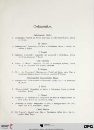 Oelgemälde (Nr. 1-87)