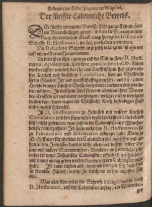 Der fünffte Calvinische Beweis.