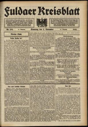 Vierte Ausgabe vom Samstag, den 02. November 1912.