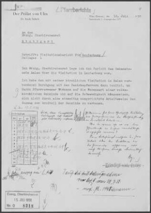 Lauterburg mit Lautern (Heubach): Visitationsbericht mit Pfarrbericht 1957