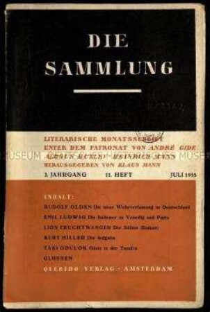 Die Sammlung. Literarische Exilzeitschrift, Jg. 1935