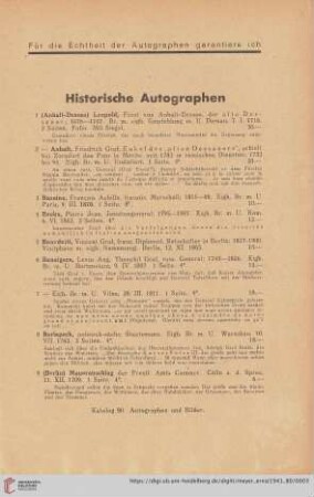 Historische Autographen
