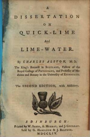 A dissertation on Quick-Lime and Lime-Water