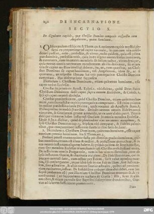Sectio X. De digintate capitis, quae Christo Domino competit respectu tam Angelorum, quam hominum.