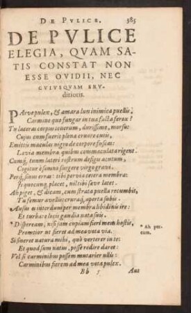 De Pulice Elegia, Quam Satis Constat Non Esse Ovidii, Nec Cuiusquam Eruditioris.
