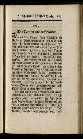 XXXI. Der Tyrann und der Dichter. - XL. Der weibliche Arzt.