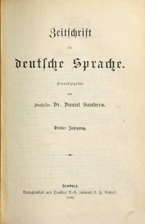 Zeitschrift für deutsche Sprache. 3. 1890