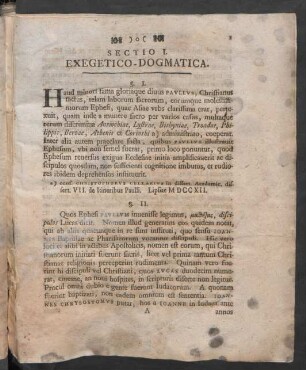 Sectio I. Exegetico-Dogmatica