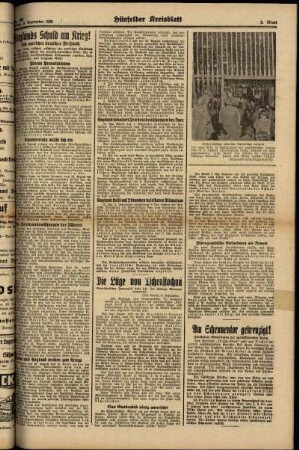Zweite Ausgabe vom Freitag, den 08. September 1939.