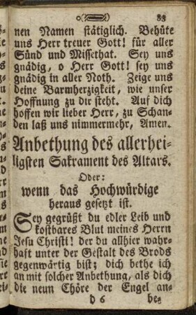 Anbethung des allerheiligsten Sakrament des Altars.