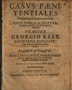 Casus poenitentiales frequentius in praxi occurrentes