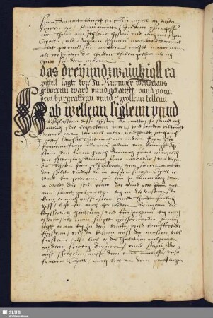 das dreyundzwainkigst capittell sagtt wie zu Nurmber wenzelaus geborenn ward vnnd getaufft