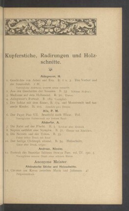 Kupferstiche, Radirungen und Holzschnitte