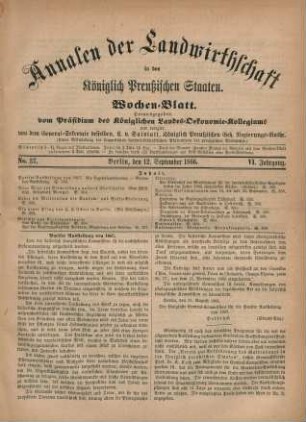 No. 37. Berlin, den 12. September 1866. VI. Jahrgang.