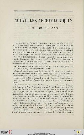 Nouvelles archéologiques et correspondance