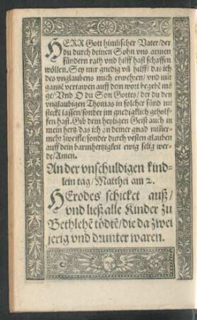 An der unschuldigen kindlein tag ...