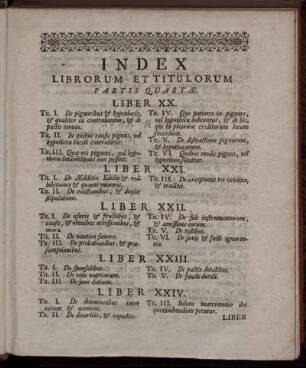 Index Librorum Et Titulorum Partis Quartæ.