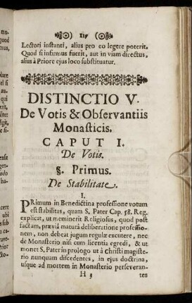 Distinctio V. De Votis & Observantiis Monasticis.