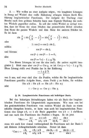 § 18. Longimetrische Functionen mit beliebiger Basis.