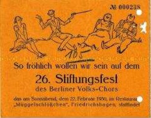 Eintrittskarte für 36. Stiftungsfest des Berliner Volks-Chors