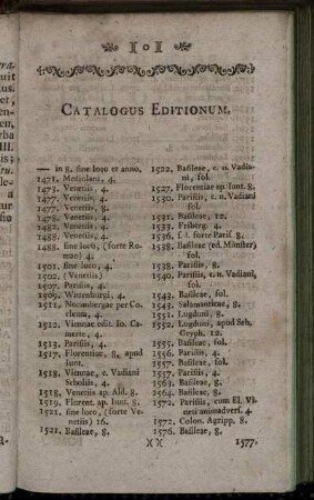 Catalogus Editionum.