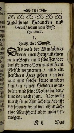 Andächtige Gedancken und Gebet/ wann man Busse thun will.