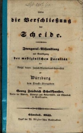 Über die Verschließung der Scheide