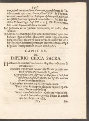 Caput XX. De Imperio Circa Sacra.