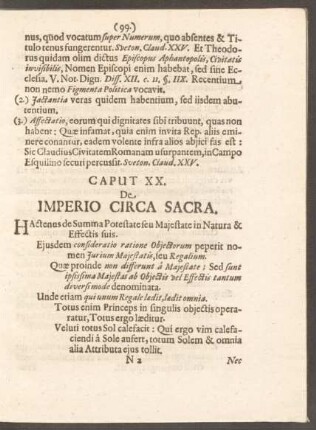 Caput XX. De Imperio Circa Sacra.