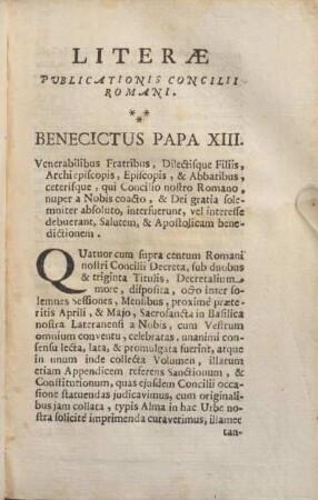 Literae Publicationis concilii Romani.