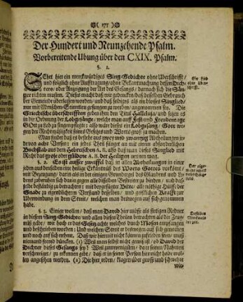Der Hundert und Neunzehende Psalm.