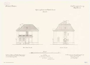 Kadettenhaus der Garnison Potsdam Ergänzungsbauten: Lazarett: Aufriss Nordwestansicht, Südostansicht 1:100