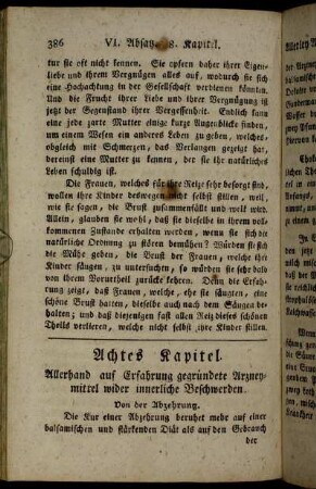 Achtes Kapitel. Allerhand auf Erfahrung gegründete Arzneymittel wider innerliche Beschwerden.