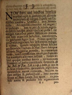 An & quatenus transitus pro exercitu per territorium alterius postulari & denegari possit, von angemasten und verweigerten Durchzügen : pro illustrando Grotii loco II. 2, 13