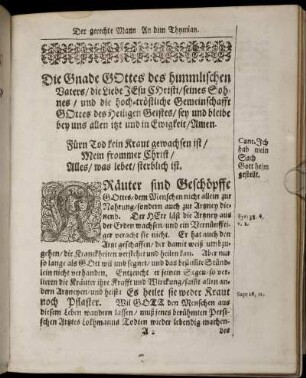 Eingang; Der Gerechten Unterscheid; ... Anständigkeit.