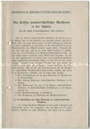 Das Prüfen landwirtschaftlicher Maschinen in der Schweiz