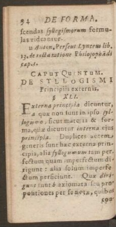 Caput Quintum. De Syllogismi Principiis externis.