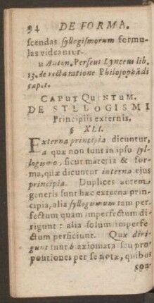 Caput Quintum. De Syllogismi Principiis externis.