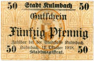 Geldschein / Notgeld, 50 Pfennig, 11.10.1918