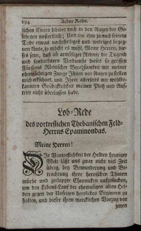 Lob-Rede des vortrefflichen Thebanischen Feld-Herrns Epaminondas.