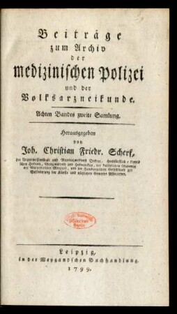Achten Bandes zweite Samlung