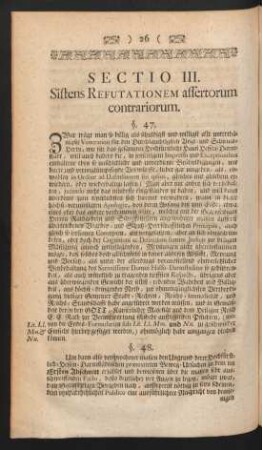 Sectio III. Sistens Refutationem assertorum contrariorum.