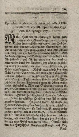 Epistolae ab eruditis viris ad Alb. Hallerum scriptae. Vol.III.
