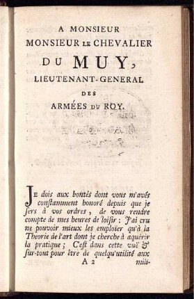 A Monsieur Monsieur Le Chevalier du Muy, Lieutnant-General des Armées du Roy.