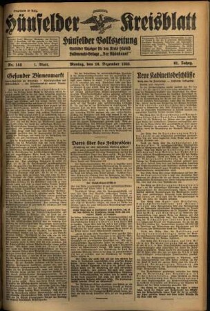 Erste Ausgabe vom Montag, den 16. Dezember 1935.