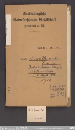 Albert von Reinach-Preis für Geologie, Paläontologie und Mineralogie