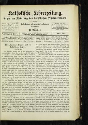 ¬Die¬ katholischen Vereine und die katholischen Lehrer