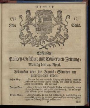 17. Stueck, Montag den 24. April 1752