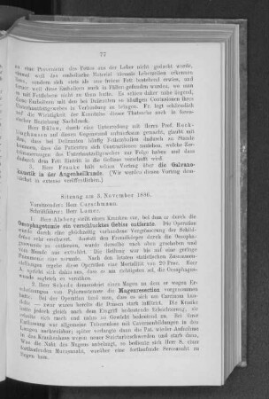 Sitzung am 3. November 1886.