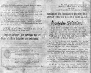 Sowjetisches Abwurf-Flugblatt mit Auszügen aus dem Kriegs-Tagebuch eines deutschen Unteroffiziers